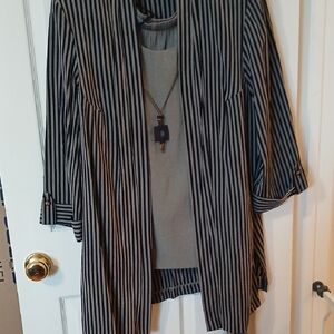Striped Black and Gray Women's Jacket